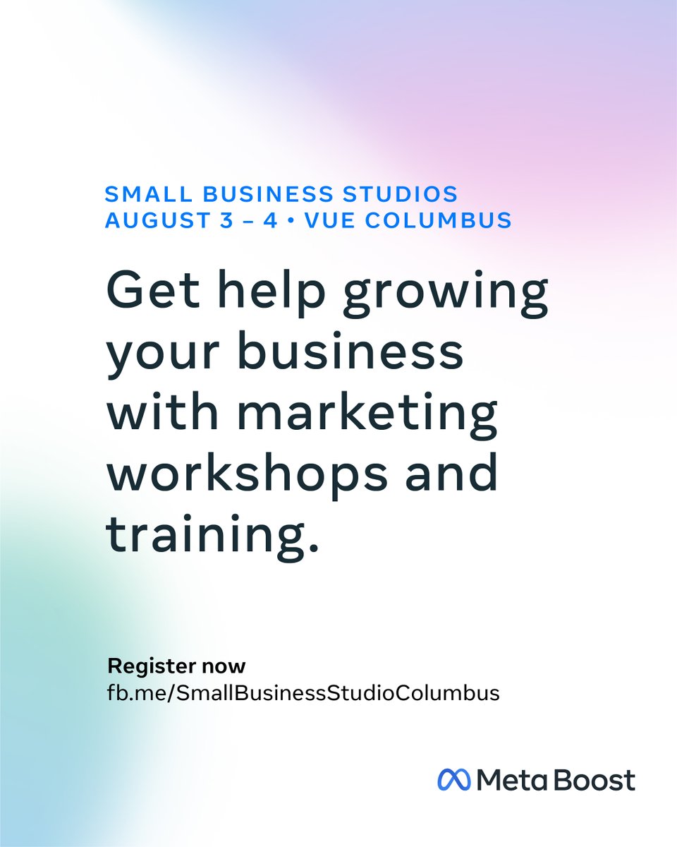 Ohio_SBDC's tweet photo. We’re partnering with Meta Boost Small Business Studios to help local businesses grow through free marketing workshops, training and 1:1 support. Learn more and register at https://t.co/zfzIEpArqH https://t.co/KCj8jmTZGq