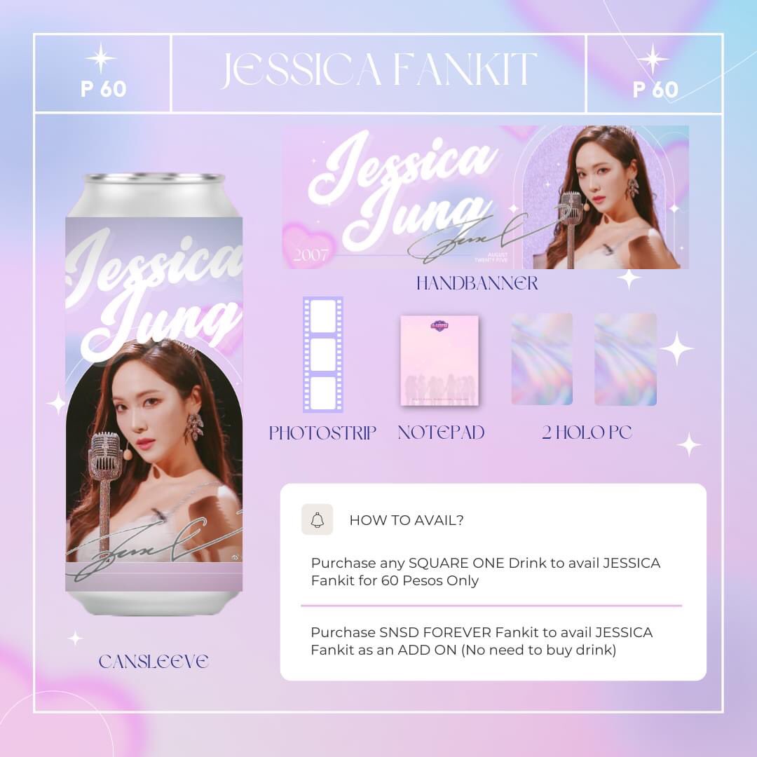 emergen_ssi's tweet photo. SNSD JESSICA CSE KITS from Square One Cafe Davao City

💖SNSD Kit: 250 + 20 pf + lsf
💖Jessica Kit: 110 + 20 pf + lsf

MOP: PAYO g cash/bpi
MOD: direct ggx/sco

Comment desired kit + quantity to avail

Only 20 slots available per kit! https://t.co/CN5UdqyeQU