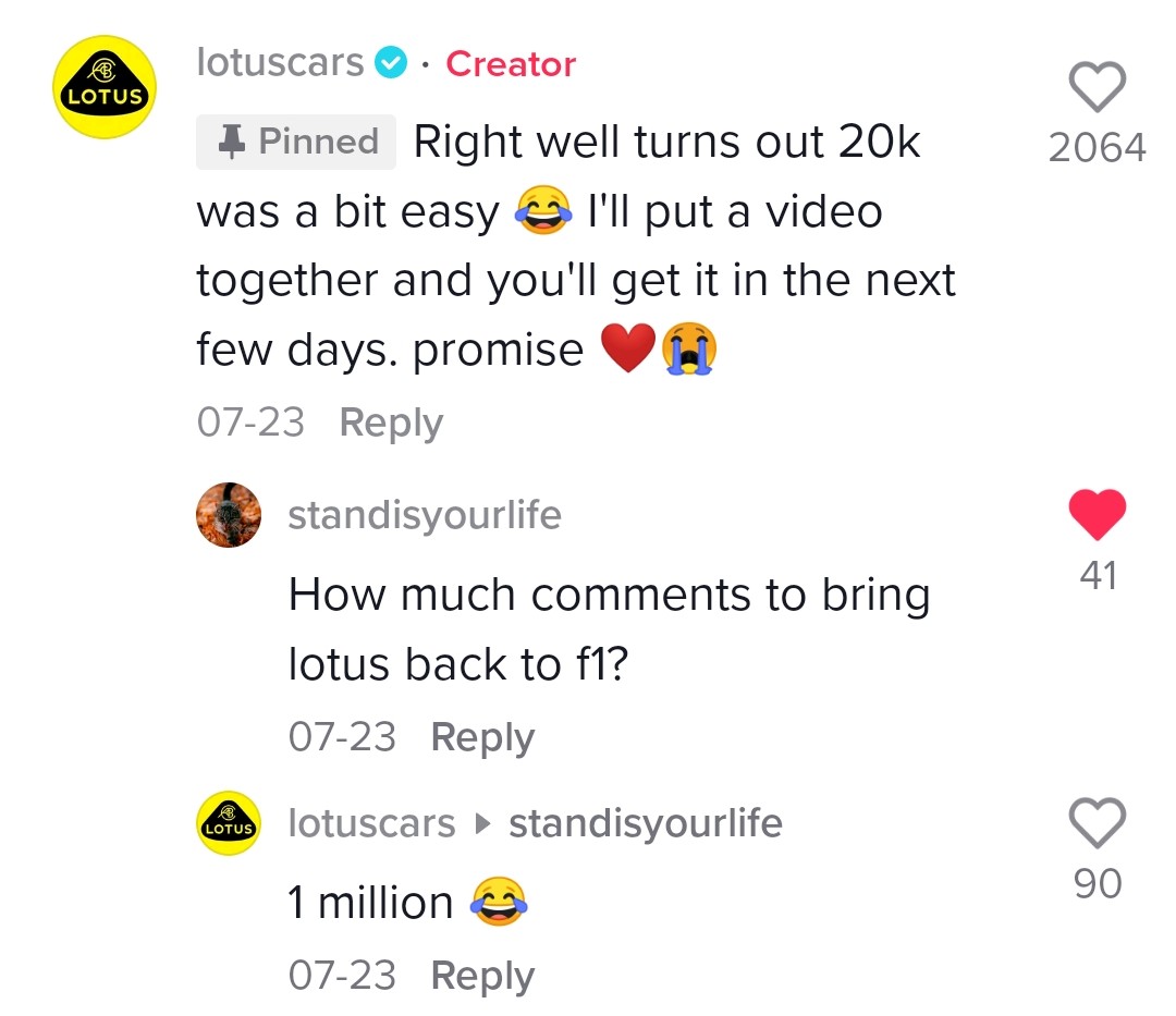 GearsNeeding's tweet photo. To all the Lotus fans make it happen. They at 100k likes rn #Lotus #F1 #FormulaOne https://t.co/w1M4DqvAIk