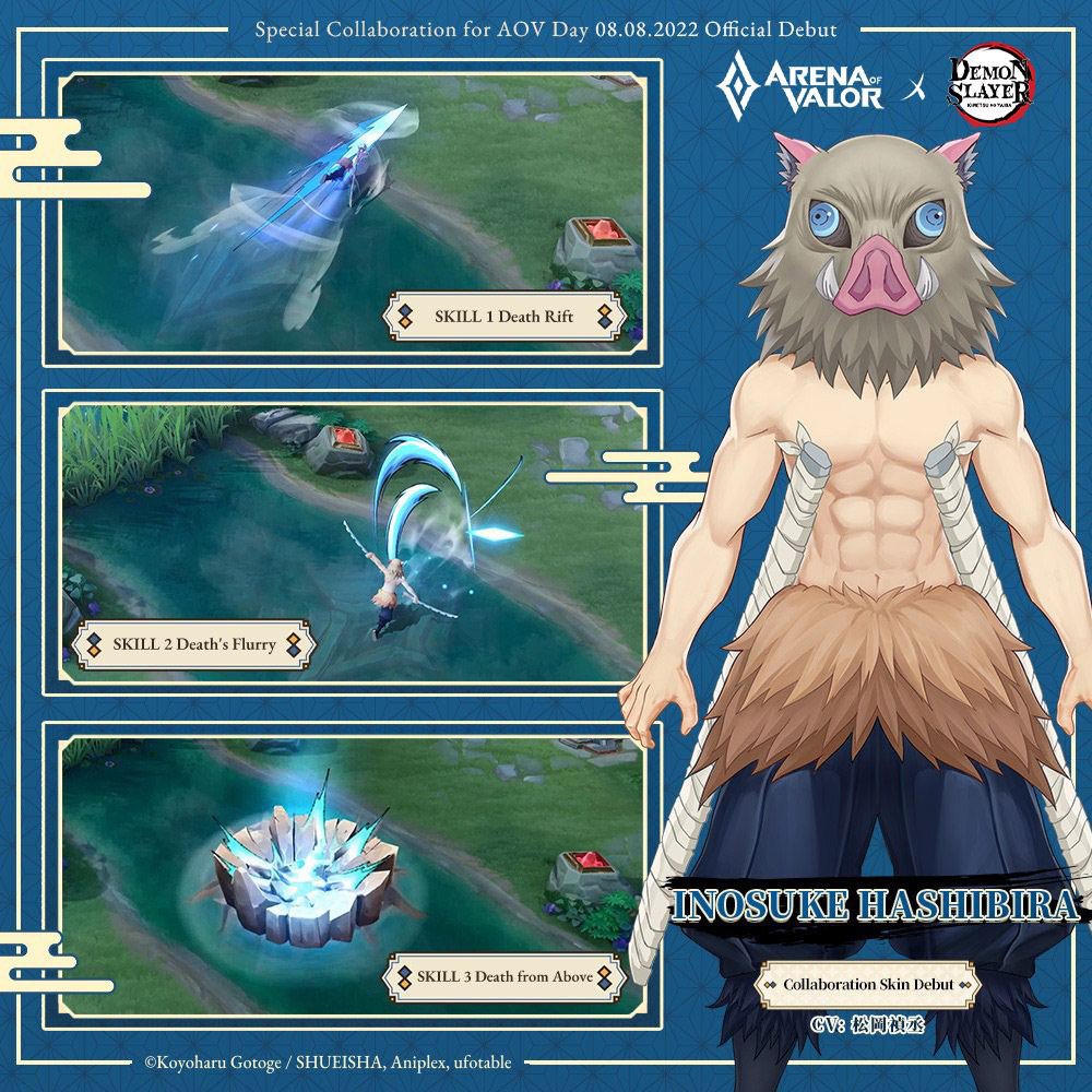 Rushing in like a boar!
Zephys's skills perfectly restore the Beast Breathing that Inosuke invented. Each skill presents his character to the full!
On August 8th, let's login Arena of Valor and welcome Inosuke's debut!
#ArenaOfValor #DemonSlayer #ArenaOfValorXDemonSlayer