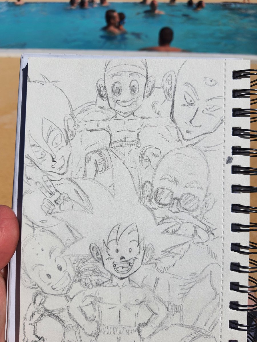 Gozita_Draw's tweet photo. De tête... C'est pas mal 😅
#holidays2022 #vacances2022 #goku #tortuegeniale #Tenshinhan #yamucha #Krilin #Chaozu #dragonball #mangaart #manga #fanart #summerdrawing https://t.co/55jgZ7sWcy