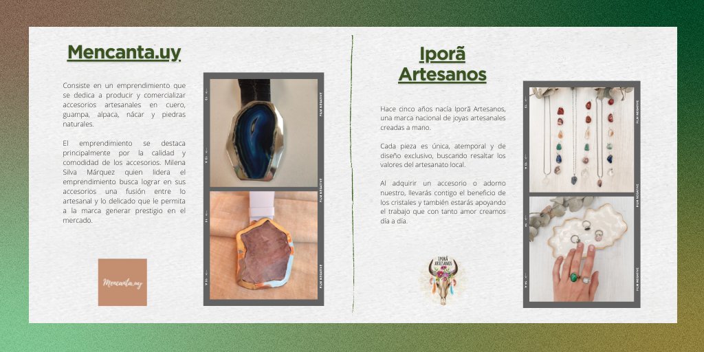 sembrandouy's tweet photo. 🔊 Una nueva edición de stands de emprendedores en 
@nuevocentrouy - EDICIÓN JOYERÍA EN PIEDRA NACIONAL

Vení a conocer 6 nuevos emprendimientos! Encontralos este fin de semana en el nivel 3 del shopping.

🗓️ Viernes 5 y sábado 6 de 10 a 22hs., domingo 7 de 10 a 21hs. https://t.co/U1oGYvabtF