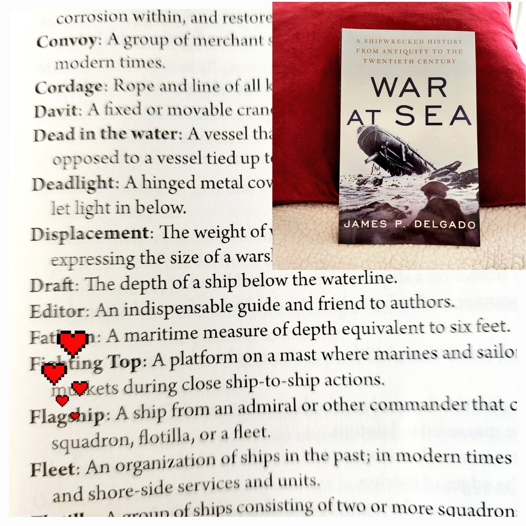 TanjaBekhuis's tweet photo. Am reading #WarAtSea by James Delgado--which is terrific. This book has an #EasterEgg in the #glossary! Check out the definition for an #editor in a list of nautical terms.
PS Thank you @OxUniPress for producing the paperback on white paper and black not grey ink! https://t.co/gj75sUDzxs