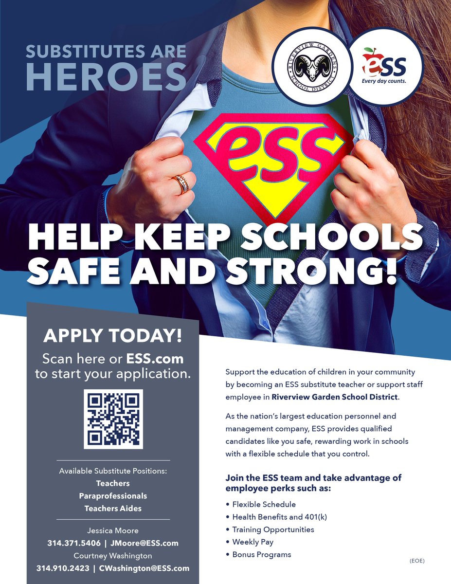 RGSDSchools's tweet photo. We're hiring for substitute teachers! Join us by scanning the code and applying today! #Newview #RGSD #hiringnow https://t.co/clVEWlXXhs