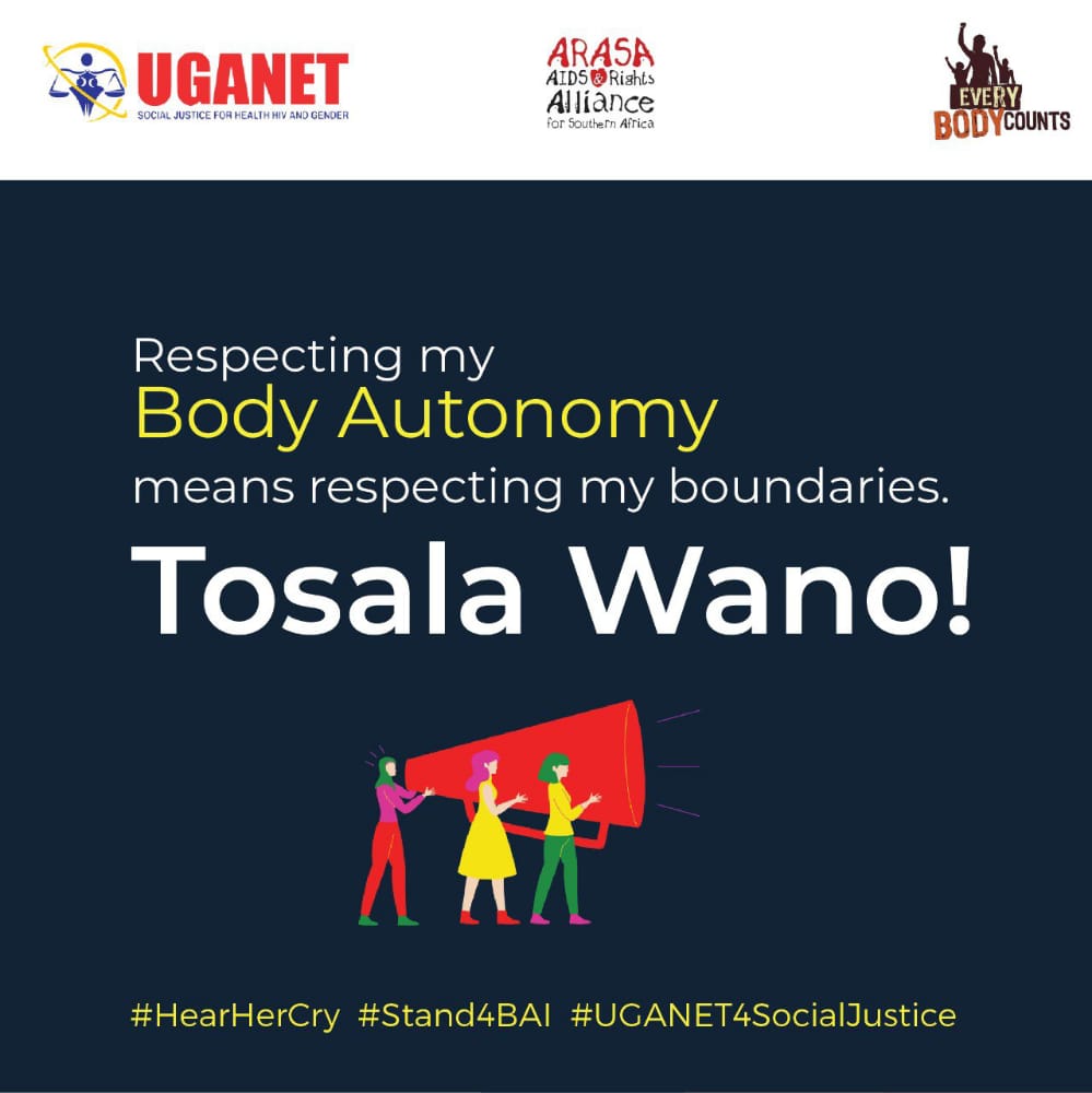 Respecting people's bodies goes hand in hand with respecting the boundaries they set ! We all have a responsibility to be our neighbors keeper! Let's observe it ! 

#HearHerCry
#Stand4BAI
#UGANET4SocialJustice