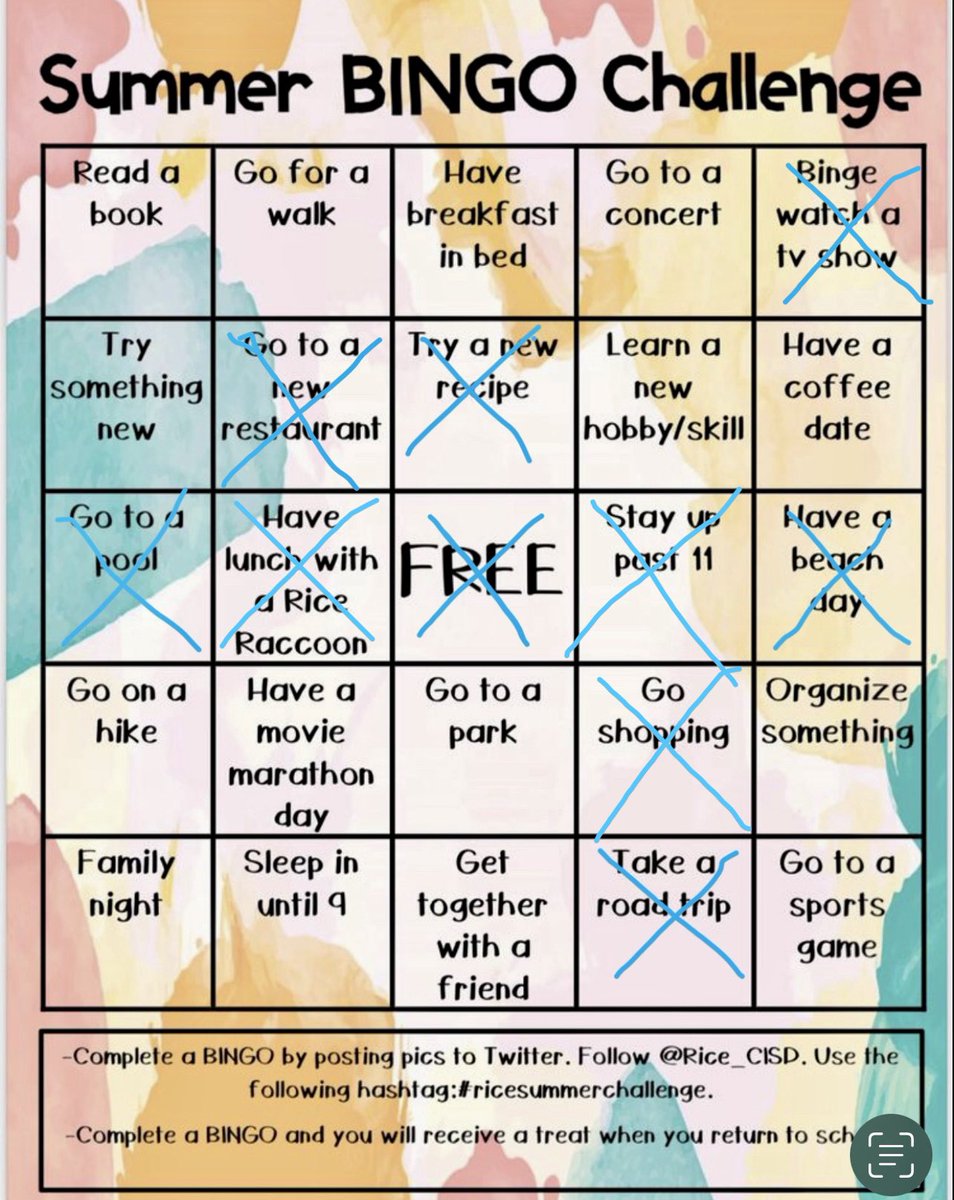 B-I-N-G-O: Stayed up past 11:00. #ricesummerchallenge <a href="/Rice_CISD/">Rice Elementary, Conroe ISD</a>