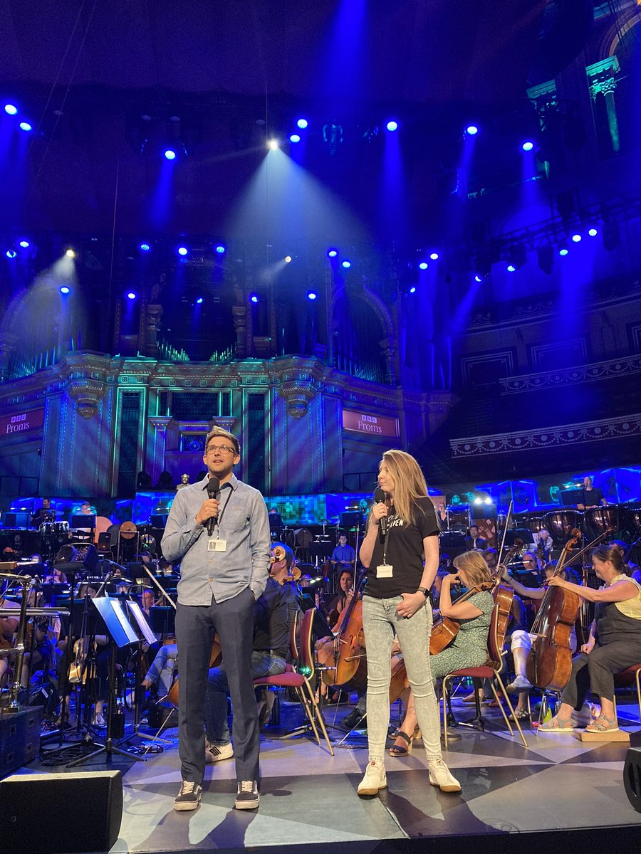 Shiny_Demon's tweet photo. Rehearsals underway for tonight’s @bbcproms ‘From 8-Bit to Infinity’ at the Royal Albert Hall(!) Join @SteffanPowell and I tonight at the very first gaming Prom. Listen live on @BBCRadio3 at 1930. https://t.co/mxnZnz1O2d