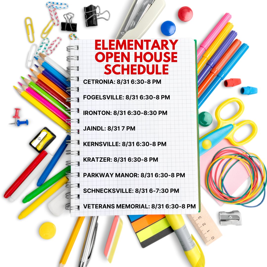 August is here! The first day of school will be here soon, so mark your calendars with these important dates for elementary students! For a complete list of District events, please visit our calendar at: parklandsd.org/schools/calend…