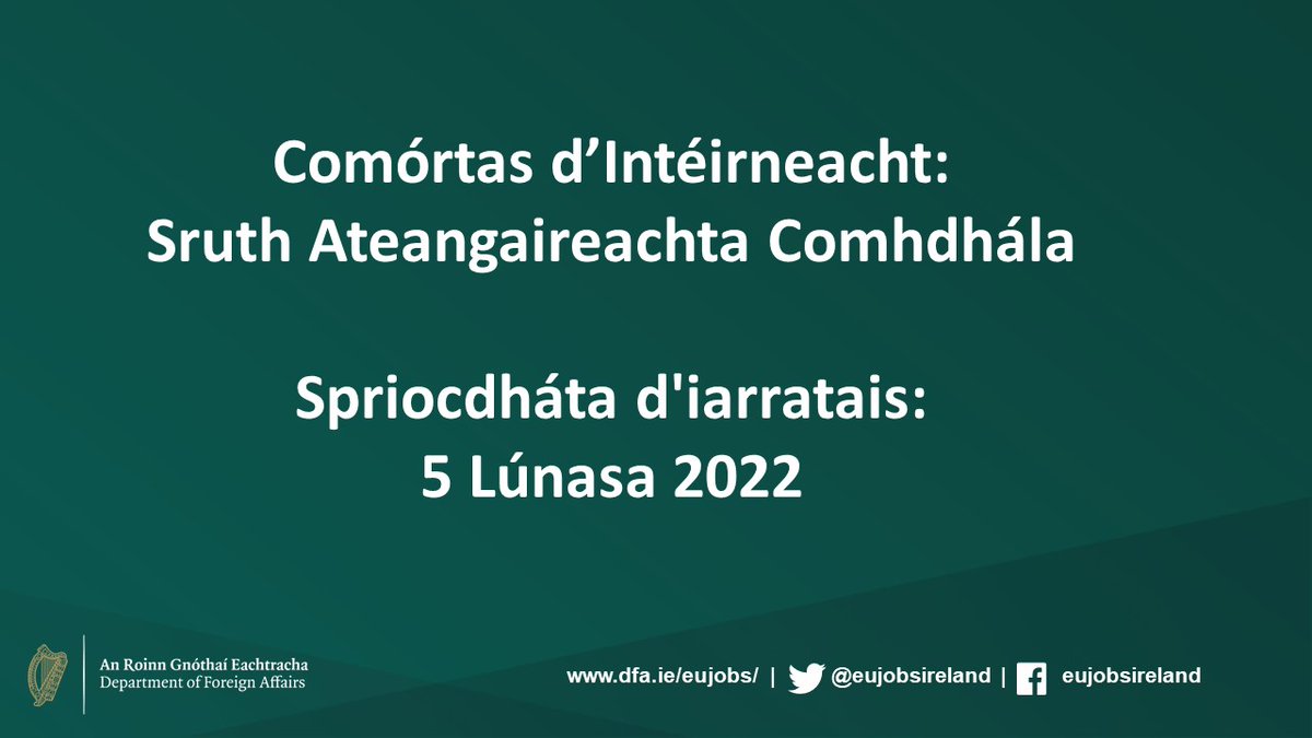 eujobsireland's tweet photo. Tá deiseanna ar fáil do chéimithe socrúcháin oibre a dhéanamh in Ard-Stiúrthóireacht na hAteangaireachta (@EUInterpreters) sa Choimisiún Eorpach 🇪🇺! 

Maoinithe ag @DeptCulturelRL 🇮🇪

🗓️Spriocdháta d'iarratais: 5 Lúnasa 2022 

✍️Déan iarratas anois 👇https://t.co/InedWuCq0Q https://t.co/G36dmNO3cu