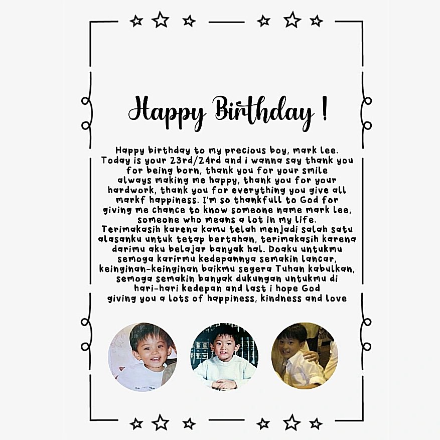 99LEEMAARK's tweet photo. happy birthday, mark lee. you're special to everyone, please be happy and i love you 💟

#HAPPYMARKDAY
#reMARKable24years
#영원한차일드_우리마크_생일축하해 https://t.co/gTR4oYirwI