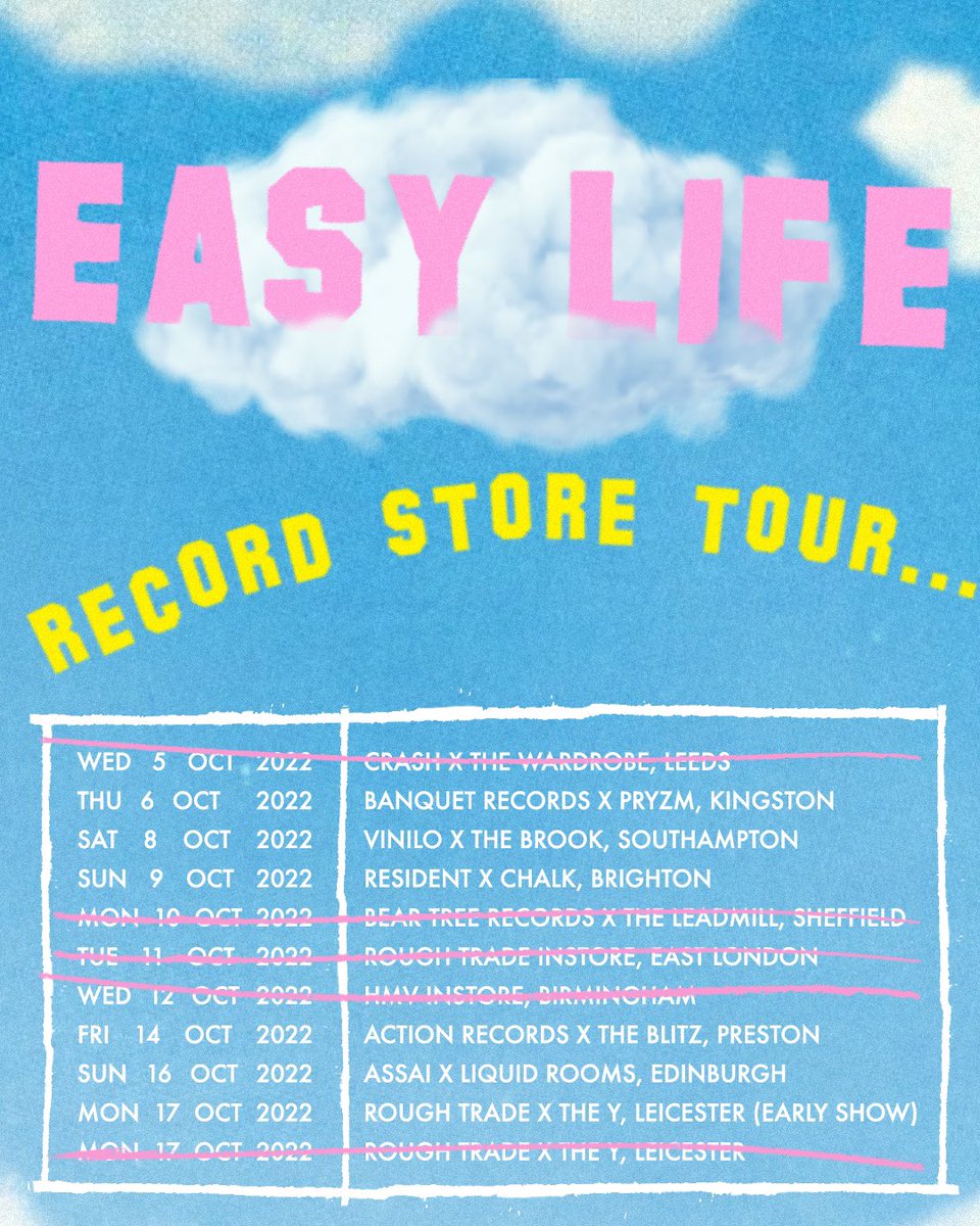 who's coming to our record store tour?
rescheduled dates confirmed and 80% of tix sold already
pre-order the album if you wanna get up close n personal x
easylife.lnk.to/recordstoretour
