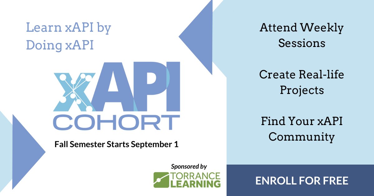 LearningGuild's tweet image. Session topics for the xAPI Cohort's Fall 2022 Semester are live! Go check out which sessions you'll be exploring and don't forget to reserve your spot: bit.ly/3zxtugH
#xAPI #ExperienceAPI #learningdata