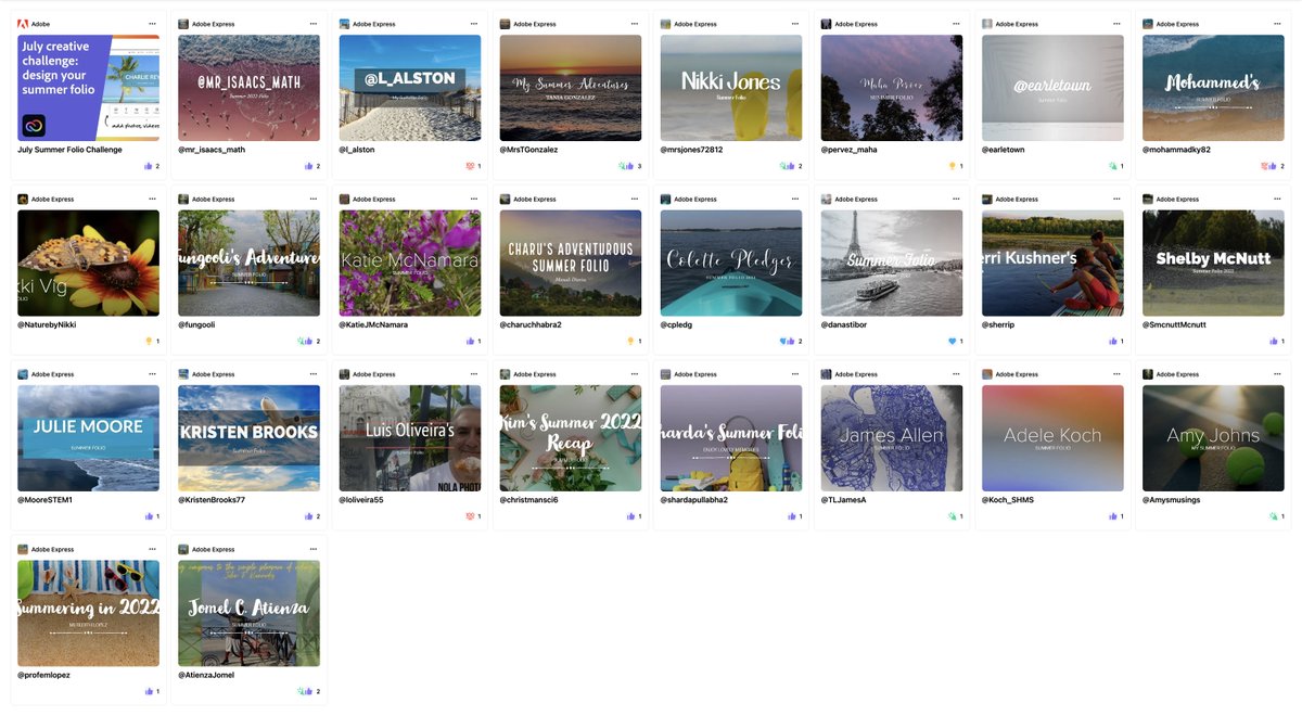 I'm 😄 to present the July 🎆 #AdobeEduCreative Challenge <a href="/Wakelet/">Wakelet 💙</a> collection! Some 🤩 <a href="/AdobeExpress/">Adobe Express</a> summer folios on display &amp; it was great connecting w/many creative #teachers from around the 🌎! TY to those who participated &amp; I can't wait to see the August challenge! #edtech