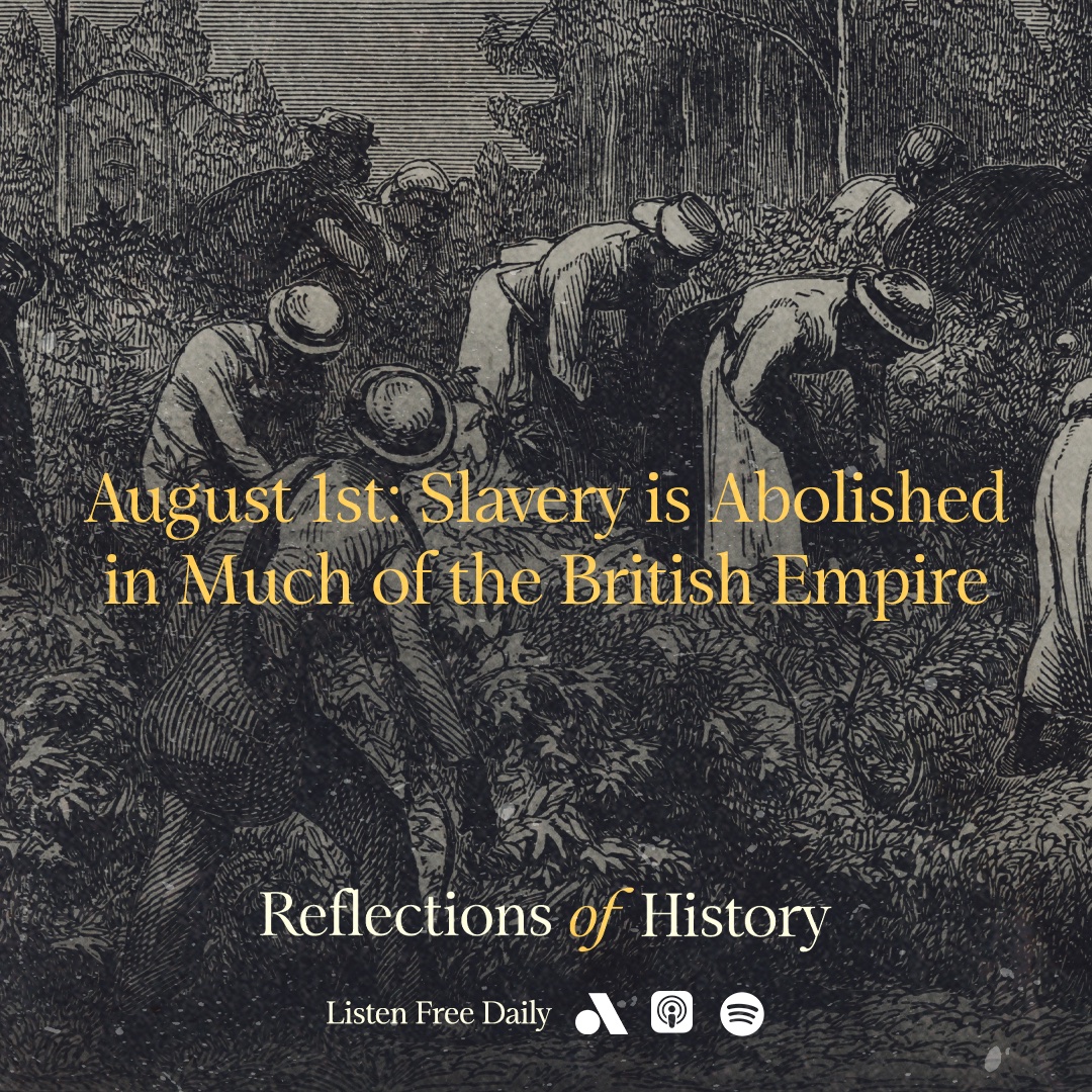 MeachamDaily's tweet photo. On this day in 1834, slavery was abolished throughout most of the British colonies. The British exempted the territories in possession of the East India Company, the island of Ceylon, and the island of Saint Helena. #ReflectionsOfHistory

🎧: https://t.co/Tl5xFcYTWq https://t.co/RCFk7gpZxm