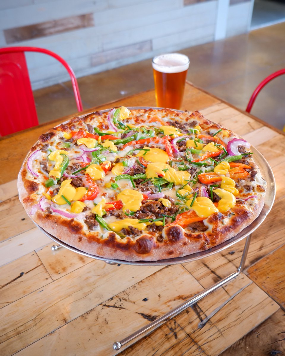 WildTomatoSB's tweet image. Say hello to the August Donation Creation Pizza! 😎🍕🔥It features thinly sliced steak, green &amp;amp; red peppers, and red onions over a garlic cream base, and finished with creamy cheddar cheese sauce and green onions. 

Our beneficiary this month is DC Wave - United Soccer of Allouez