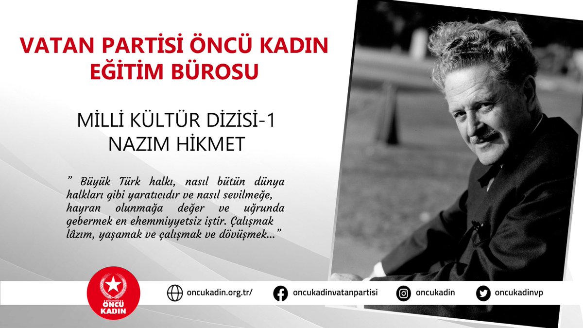 Milli Kültür Dizisi-1: Nazım Hikmet

"Büyük Türk halkı, nasıl bütün dünya halkları gibi yaratıcıdır ve nasıl sevilmeğe,
hayran olunmağa değer ve uğrunda gebermek en ehemmiyyetsiz iştir. Çalışmak
lâzım, yaşamak ve çalışmak ve dövüşmek…"

İzlemek için👇
youtu.be/xPuuD78LkrY