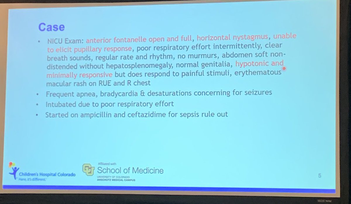 KidDocNic's tweet photo. Here’s the case. Sick 👶 at presentation. Ventriculomegaly and parenchyma calcifications. Congenital cataract. #interestingcase #VailPedsID2022 @COpedsID https://t.co/Idntp5l8mh