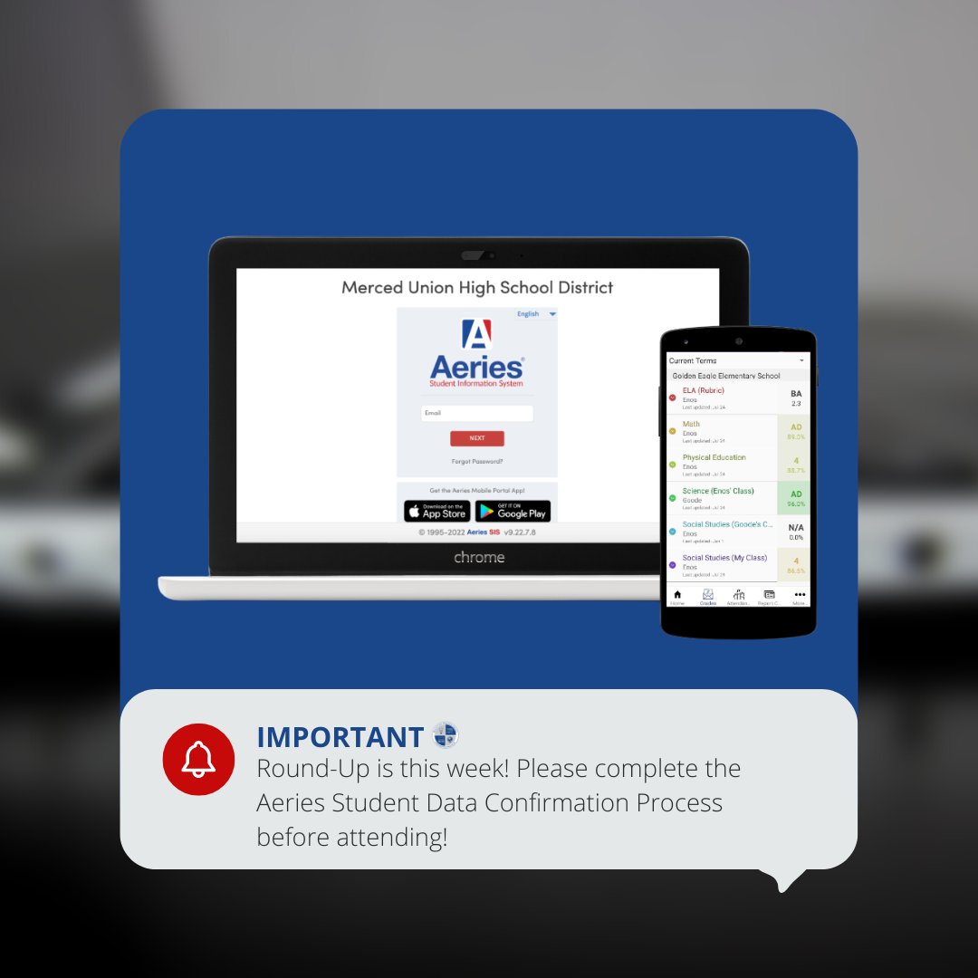 To-Do List for MUHSD Students:
✅ Have your parent or guardian complete the Student Data Confirmation Process on their Aeries Parent Portal
✅ Attend Round-Up
✅ Visit your school’s homepage for bell &amp; bus schedules
✅ Buy Chromebook Insurance for the school year
#MUHSD