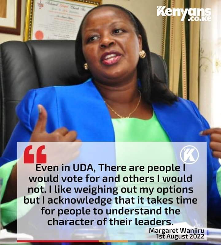 'Even in UDA, there are people I would not vote for '- Margaret Wanjiru.. Nishukishe hapa ndio Kuna vita..nimeona #WajackoyahThe5th anifungie ka moja

Deputy President William Ruto