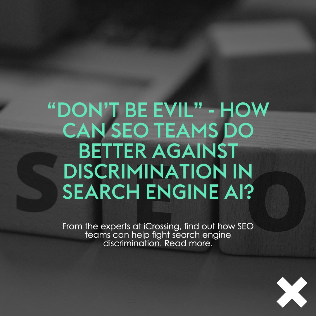 icrossing_uk's tweet photo. When optimising search results to help clients rank higher, it’s easy to forget that search engine AI is inherently biased. 

Find out from Ellie Connor, our Senior SEO Manager,  how SEO teams can combat biases below 🤼‍♂️ 

https://t.co/fq07v2oROR

#ethics #AI #SEO #iXPOV https://t.co/68gv906Orh