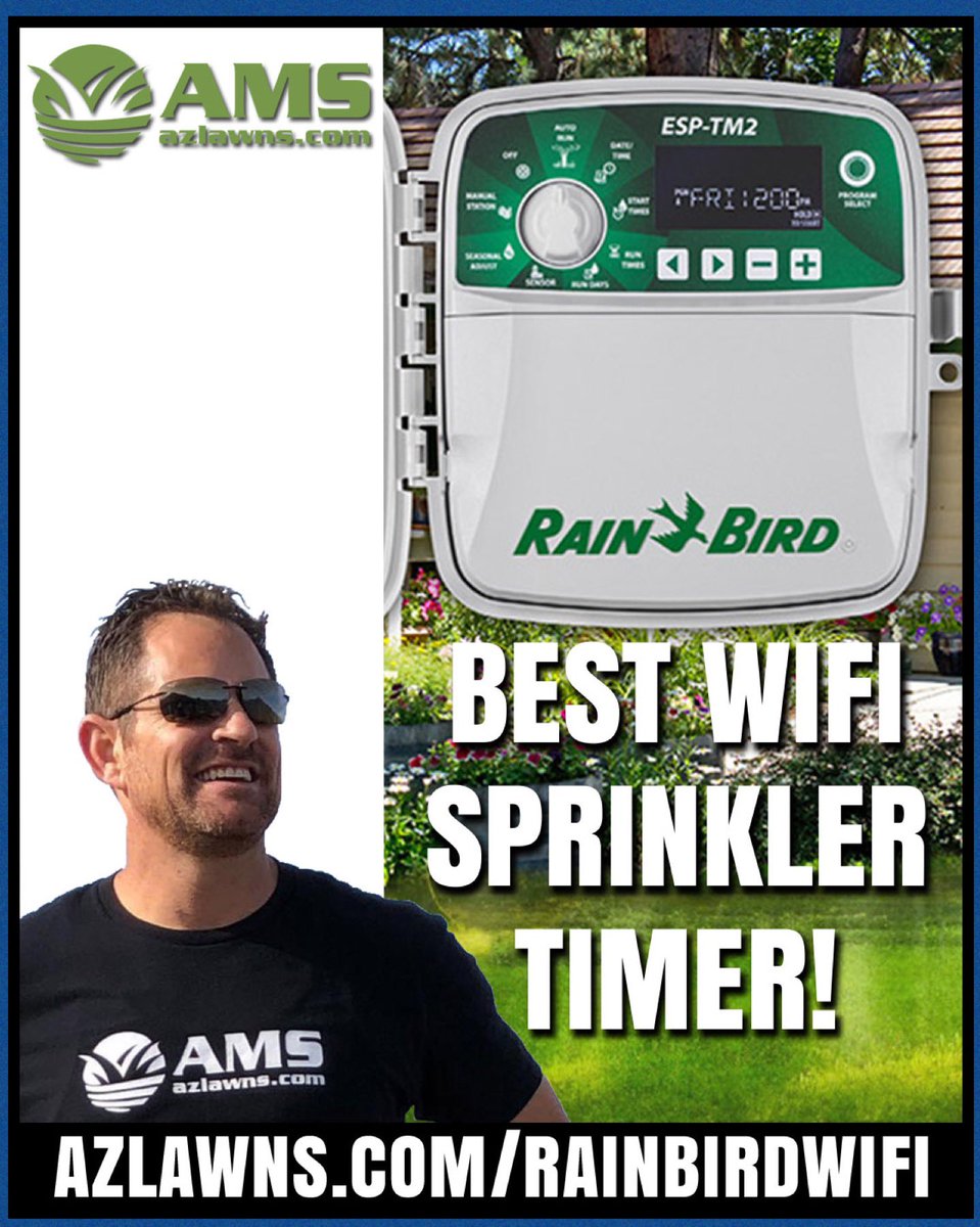azlawns's tweet image. Best Wifi Lawn Sprinkler Timer Is the 
Rain Bird ESP-TM2 Irrigation Sprinkler Timer 
.
azlawns.com/rainbirdwifi
.
#wifitimer #sprinklertimer #KeepingYardsEnjoyable #azlawns #amslandscaping #lawncare #landscaping #arizonalandscape #myyard #cleanup #landscaper  #azfamily #azcentral