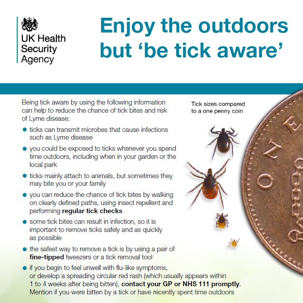Carry out a #TickCheck after outdoor activities - look and feel for attached ticks on you, your family and pets. 

If you get bitten, remove the tick quickly to reduce risk of infection #LymeAware