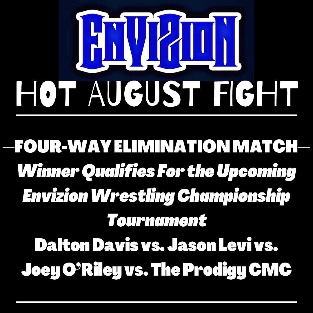 We’re on the road to HOT AUGUST FIGHT on Saturday, August 20 at the Army National Guard Armory in Vincennes, Indiana! Ten big matches including 4 qualifying matches for our upcoming Envizion Wrestling Championship tournament!#WeAreEnvizion #HotAugustFight #SupportIndieWrestling