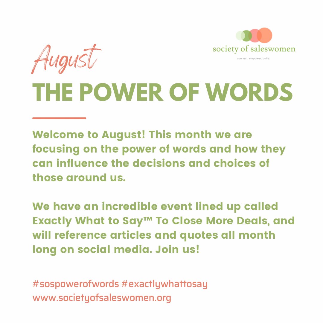 Welcome to August! 
#sospowerofwords
#exactlywhattosay