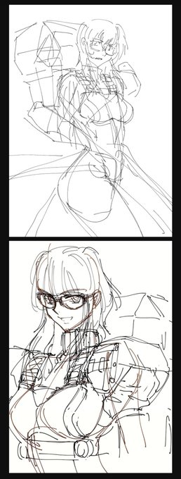 #これを見た人はよその子の画像を貼れ
まだラフの段階ですがACE-kowさんの作品からマリアさんとレッドコートさん(レッドコートさんは縦長にトリミングしてレッドコートの赤が引き立つように背景のキャラは白黒にしようと思います) 