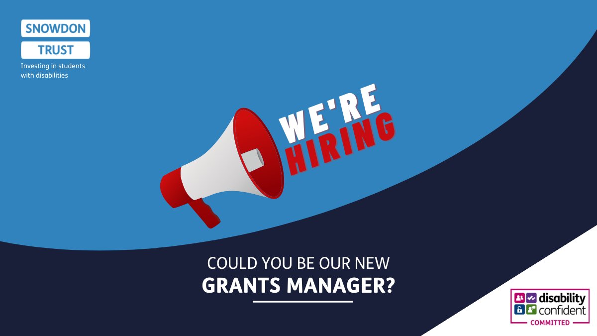 📢JOB OPPORTUNITY!
We're currently hiring for a new grants manager to join our small team and manage our grants and scholarships programmes. Find out more here charityjob.co.uk/jobs/snowdon-t…
#JobOpportunity #CharityJobs #DisabilityConfidentEmployer