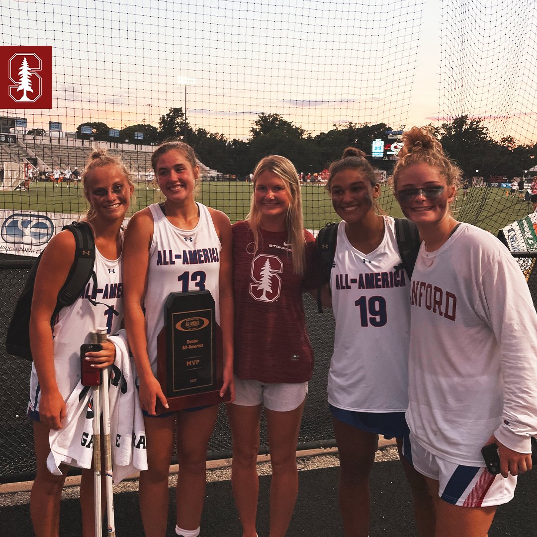 StanfordWLax's tweet photo. Under Armour All-American game ✅

Shoutout to the 4️⃣ incoming Stanford lacrosse players who competed the All-American game in Baltimore over the weekend, including the MVP,  @Peepsicola_  🏆

#GoStanford https://t.co/vMJPpxWlVZ