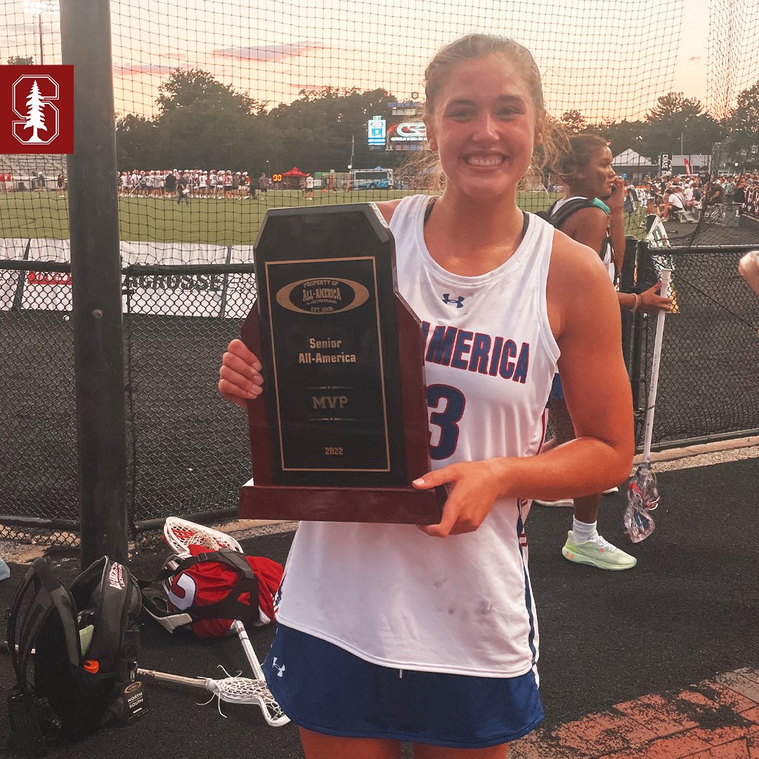 StanfordWLax's tweet photo. Under Armour All-American game ✅

Shoutout to the 4️⃣ incoming Stanford lacrosse players who competed the All-American game in Baltimore over the weekend, including the MVP,  @Peepsicola_  🏆

#GoStanford https://t.co/vMJPpxWlVZ