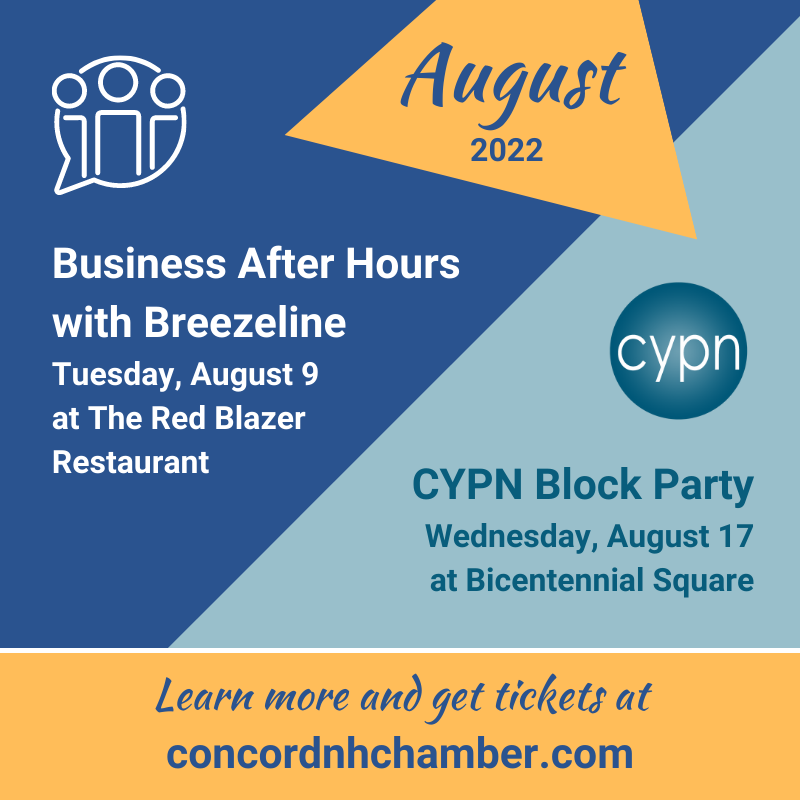 concordchamber's tweet photo. How is it August already?! ☀️ We've got #networkingevents to help you gear up for the fall:
1️⃣ Business After Hours with @breezeline sign up: https://t.co/pp9GTd2nTN
2️⃣ @ConcordYP Block Party, sign up: https://t.co/BHfPXrlCZF
#concordnh #nh #ypnetwork #networking #events https://t.co/lO5tUslSmD