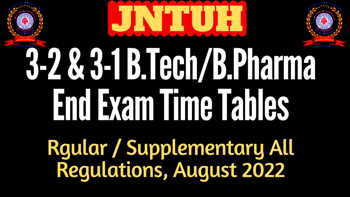 Murralich's tweet photo. JNTUH 3-2 Regular/Supply &amp; 3-1 Supple BTech/BPharma end exam time tables... https://t.co/GDcLgRJbj0 via @YouTube https://t.co/2hZItrefFi