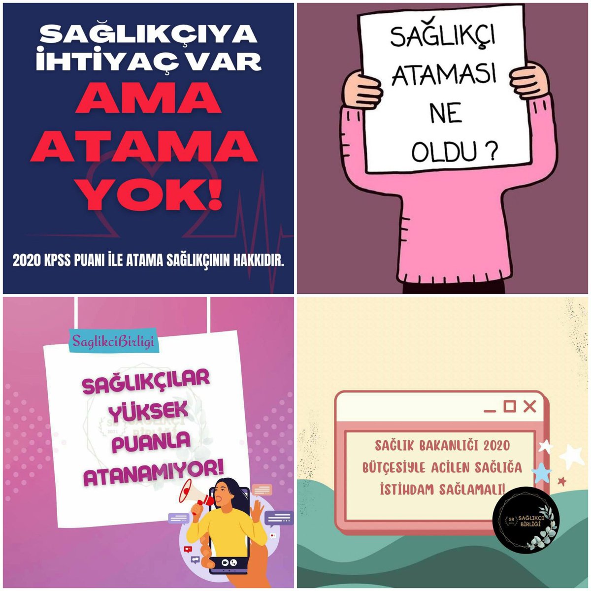 Sağlıkçılar 2020 puanı ile atama bekliyor 
<a href="/drfahrettinkoca/">Dr. Fahrettin Koca</a>
<a href="/NureddinNebati/">Dr.Nureddin NEBATİ🇹🇷</a>
#KOCAPuanımızınSonAYI