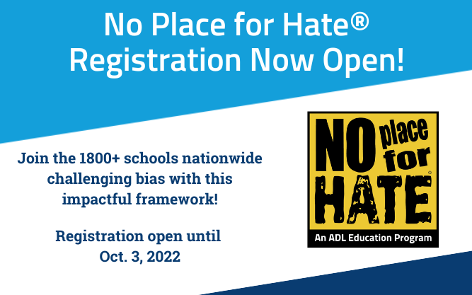 Registration is now open for No Place for Hate, our impactful school climate improvement initiative.  See how you can foster a culture of respect and create a safe, bully-free learning environment for students at your school! Learn more and register:  atlanta.adl.org/npfh/