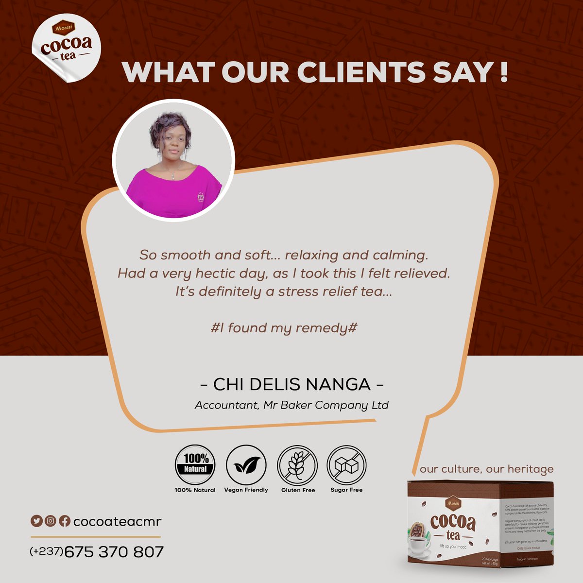 cocoateacmr's tweet photo. Welcome to our campaign #WOCS of #cocoateacmr.

@Dee59219997 bought our product sometime around the 12th of July and it's been a #celebration since then.

Join her and lift your teacups to #heritage https://t.co/UcFcGfdBNG