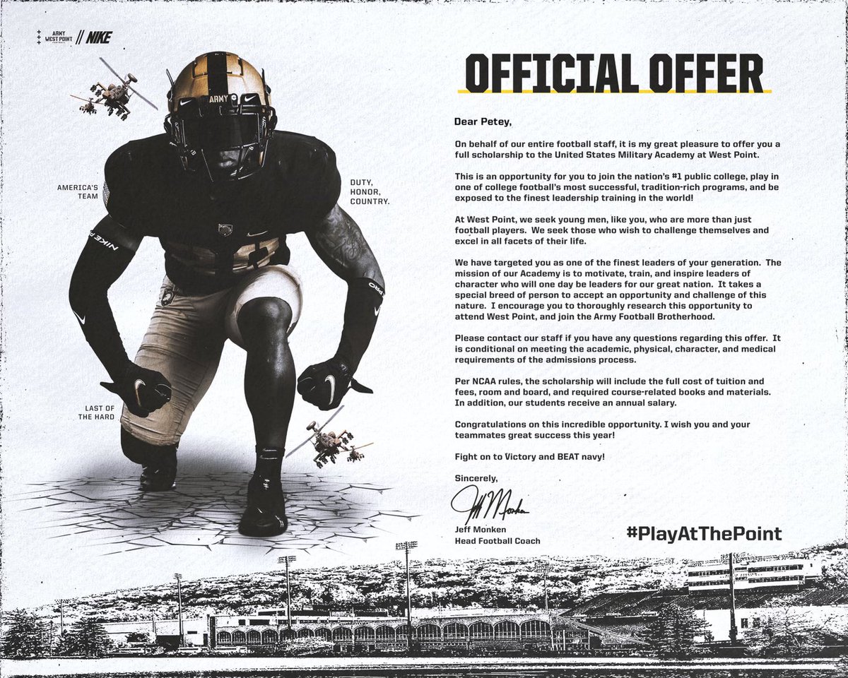 Beyond blessed to receive an official offer from West Point!! ☠️ <a href="/coach_sloan/">Coach Scot Sloan</a>