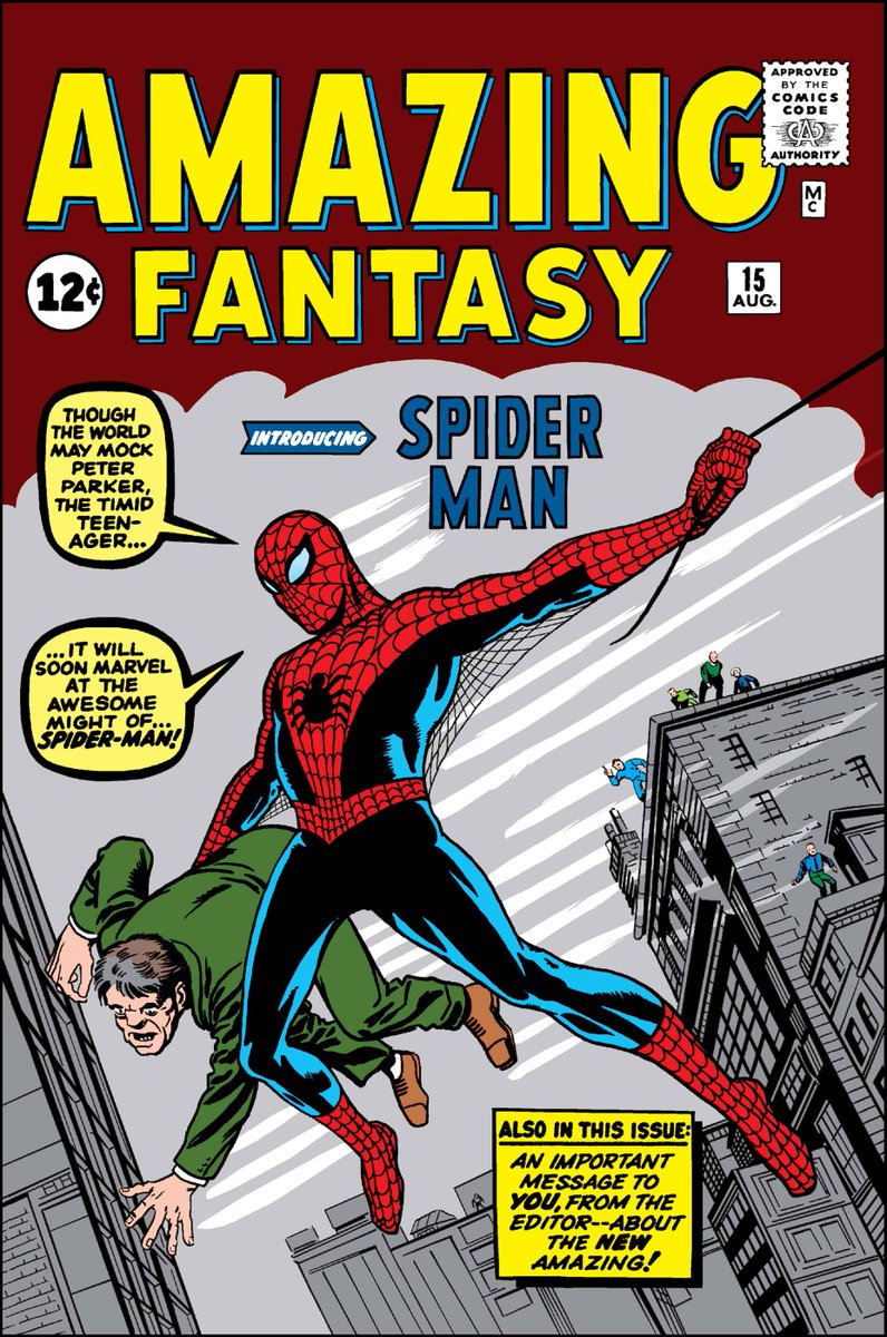 PlayAvengers's tweet photo. Spider-Man also made his first comic appearance on this day in 1962 in Amazing Fantasy No. 15! It was written by Stan Lee, who never foresaw the character becoming so popular that it would someday boast a more-than 60-year legacy.

Happy #SpiderManDay! https://t.co/lXLlyan07X