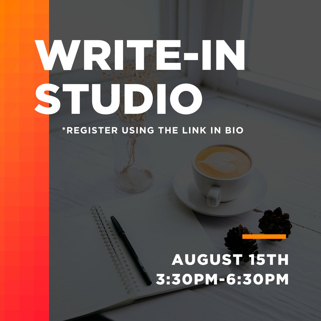 CguCwr's tweet photo. Register today for the CWR's Write-In Studio on August 15th from 3:30pm - 6:30pm!⁠
⁠
These sessions offer accountability and guided work blocks with a facilitated discussion about different aspects of writing in graduate school.
⁠
#cgucwr #writing #write https://t.co/uwmRgHUG9L