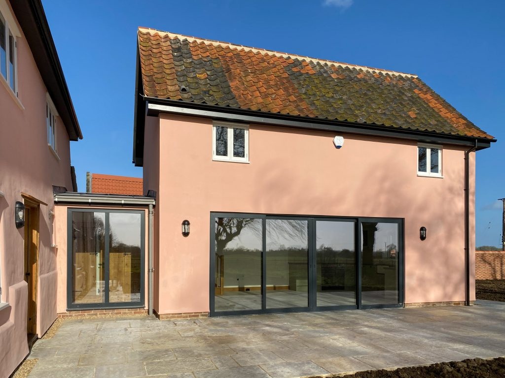 WCP_Suffolk's tweet photo. This modern extension retains the farmhouse's vernacular, but has also allowed us to form a contemporary kitchen dining space, with large sliding doors opening onto the garden and Suffolk countryside beyond: https://t.co/xeXL353eWj #SuffolkArchitecture #FarmhouseRenovation https://t.co/PtmMTiUM2R