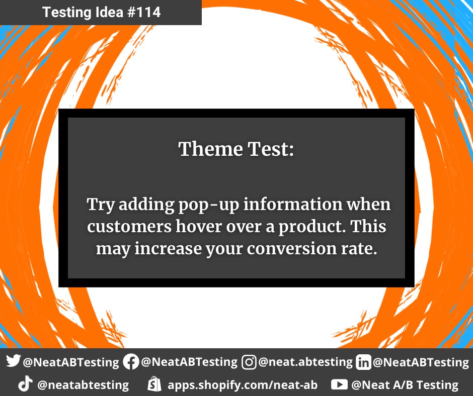 NeatABTesting's tweet photo. Pop-Ups #neatabtesting #shopify #ecommerce #shopifytips #dropshipping #ecommercetips #shopifymarketing #conversions #product #popup #testingideas https://t.co/SYXuumlABE