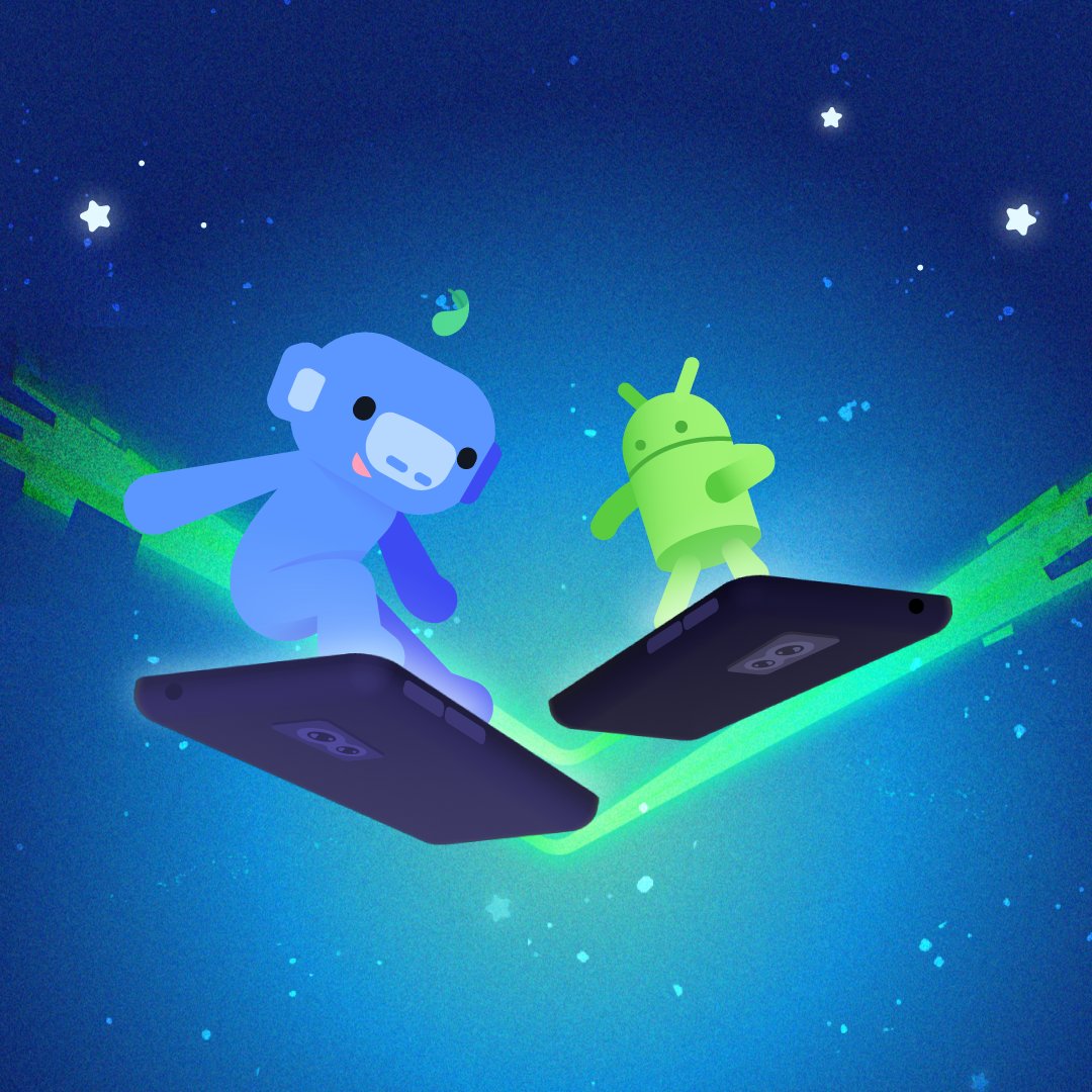 discord's tweet image. Android users: tired of guessing which features are on what platform and which ones are Coming Soon(tm)? 

No more! We&apos;ve rebuilt the app with the React Native dev framework. It&apos;s rolling out over the next few weeks: dis.gd/react-android