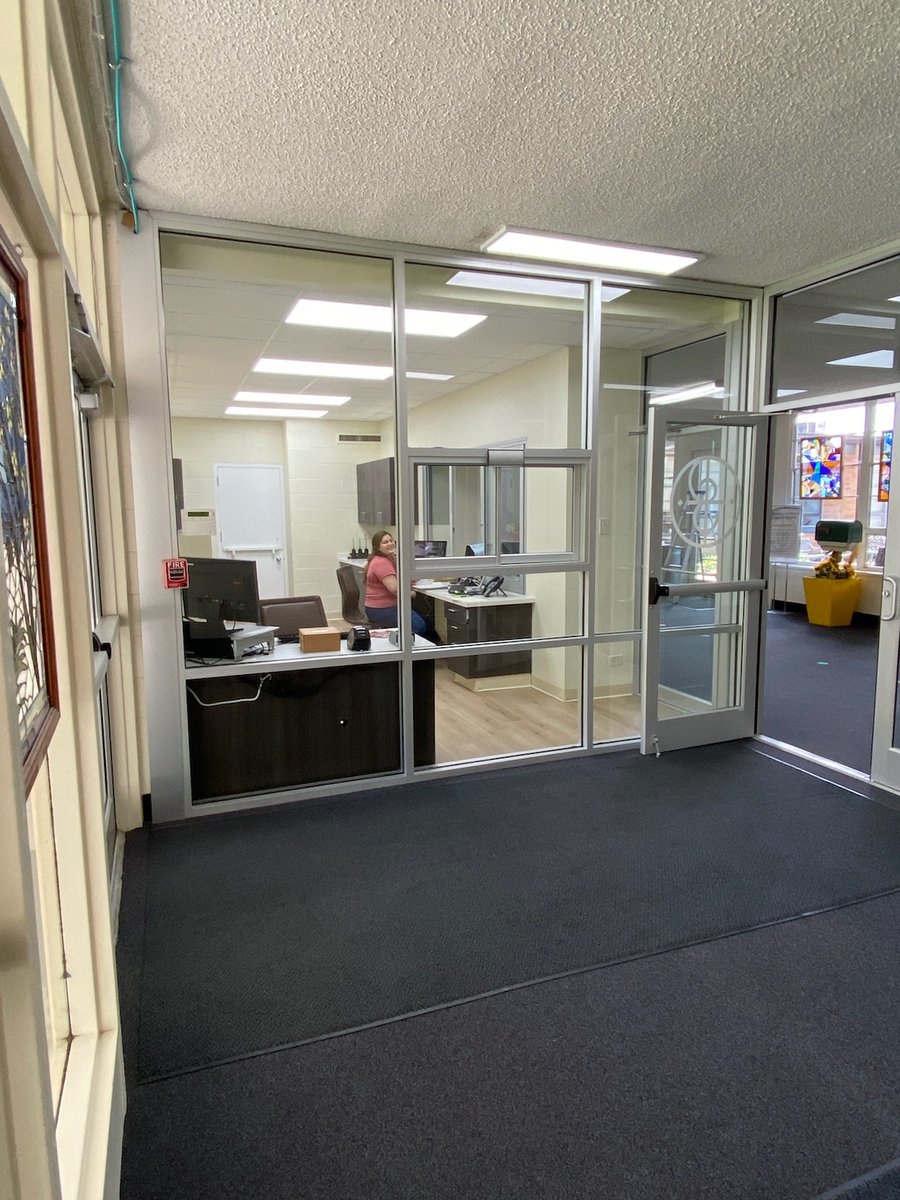 spsdfw's tweet photo. Our front hallway received a makeover this summer. The front office has moved to ---- well, the front of the building!  Thank you to the Catholic Foundation for the grant to make this possible. 
#spccs #faithwisdomvirtue #newoffice #welcoming #security #family #catholicfoundation https://t.co/kb5Me3T1Cr