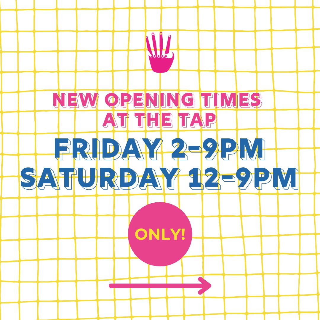 HandBrewTap's tweet photo. New opening times at The Tap! 
Friday 2-9pm 
Saturday 12-9pm 
Only! 
We’ll now be closed:
Wednesday, Thursday, Sunday…until further notice.
Sorry if you’re planning a visit on these days! 
Have you tried our other venue @thetoadworthing? Open all week with the same great beers! https://t.co/m9mDZETzbI