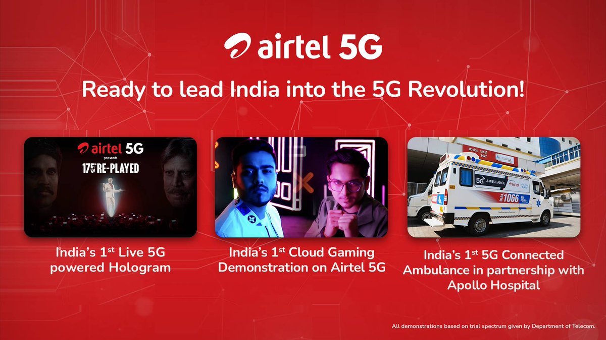 airtelindia's tweet photo. We are thrilled to lead India into the next generation of connectivity. In the latest auction conducted by the @DoT_India  we have acquired ideal spectrum bands for the best #5G experience across INDIA. Learn more here:https://t.co/0Qi6BRuNt3

#5GSpectrumAuction https://t.co/KjGMr0uOWg