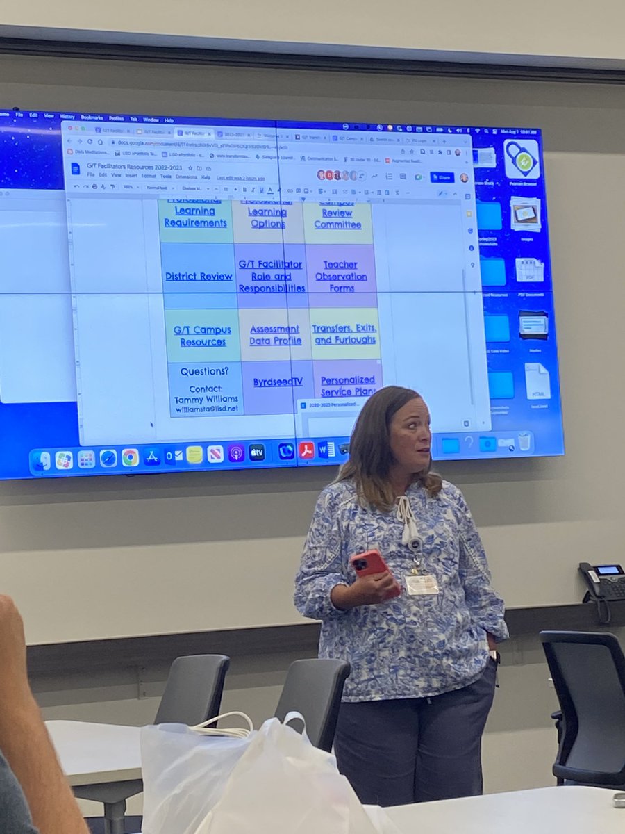 FmhsGreat's tweet photo. At a GT Facilitator Meeting for LISD and am so thankful for the organizational gifts of Tammy Williams. @LISD_GT @LesGibbyGibson @harperenglish1 https://t.co/nBSWBGiudS