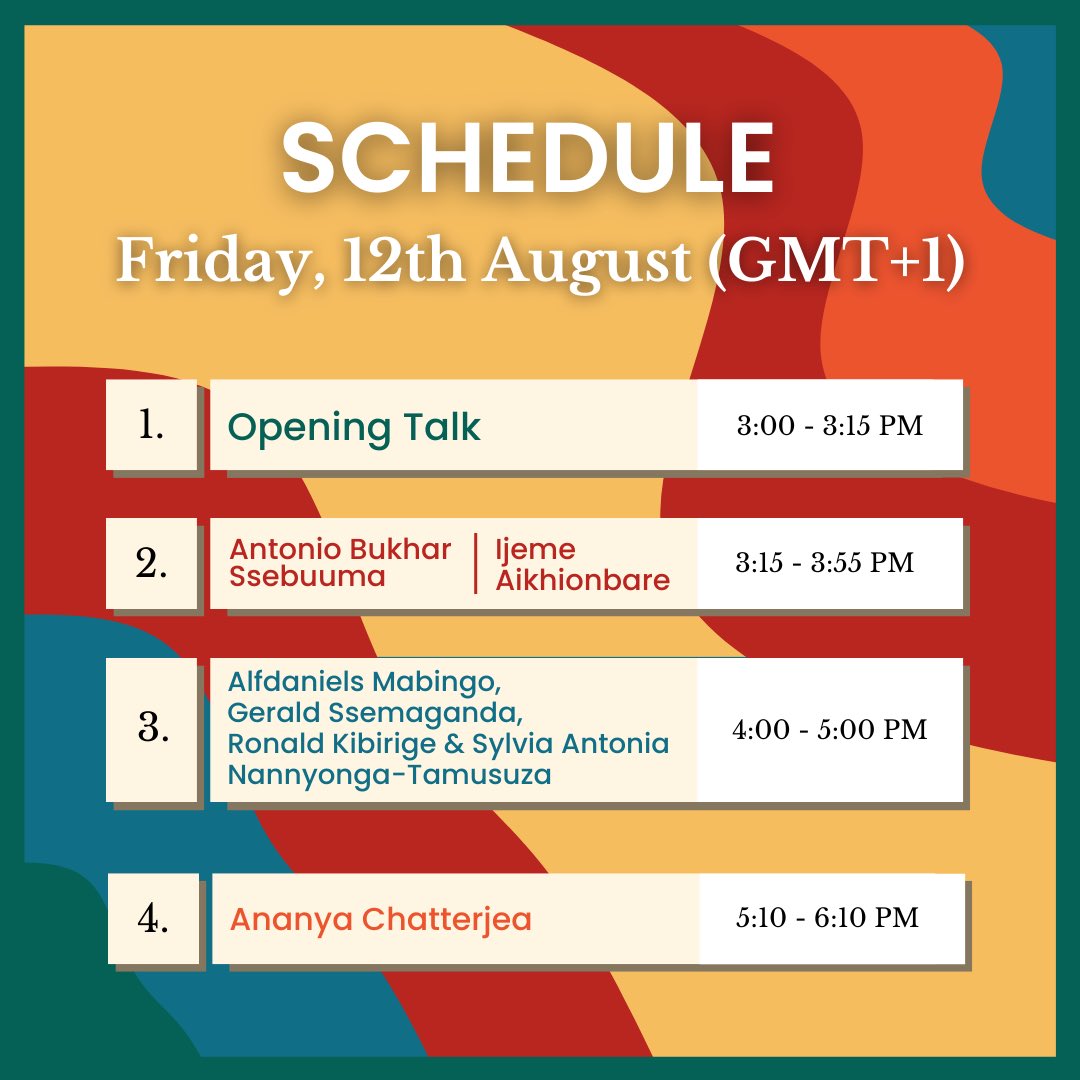 DDecolonisation's tweet photo. Here's our 3rd day of presentations! Exciting stuff coming!
FRIDAY 12TH AUGUST
3:00-6:10PM GMT+1
And a great big 🚨reminder🚨that our 2nd day of presentations is in *3* days (4Aug)! Link in bio!
#dancingwithdecolonisation #decolonise #decolonize #dance #globaldanceconference https://t.co/hKJ1UYwkMi