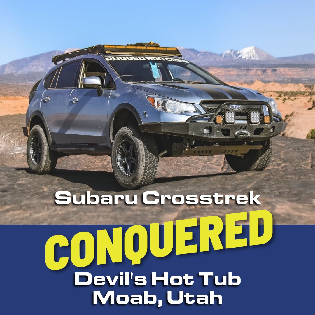 The #SubaruCrosstrek recently conquered Devil's Hot Tub in Moab, Utah, a notorious off-road course. The Crosstrek's symmetrical #AllWheelDrive allows it to send power to wheels to get the most traction for the toughest #OffRoadChallenge! Test drive a Crosstrek!