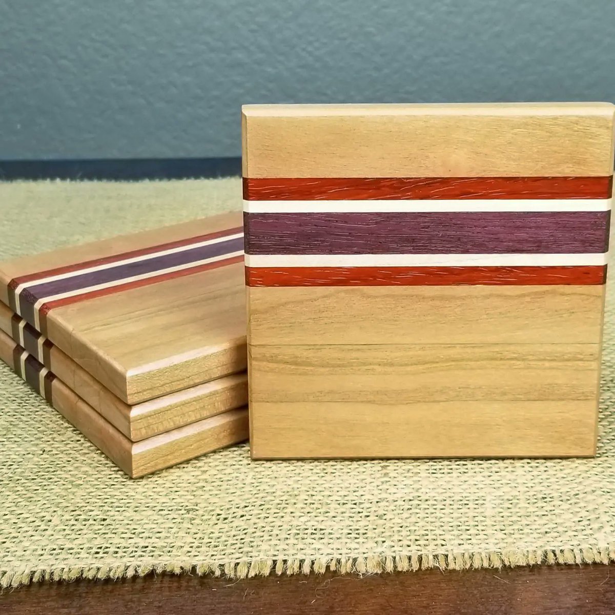 Wooden coasters made from cherry, purpleheart, padauk, and maple.

These can also be custom engraved and should be live on the website tomorrow

wildcatterdesigns.com/product/hardwo…

#woodencoasters #hardwoodcoasters  #wildcatterdesigns #purpleheart #padauk #cherrywood #customgifts